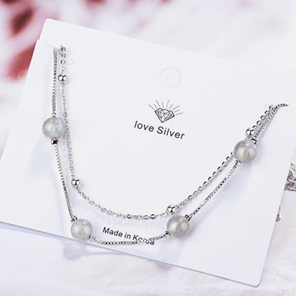 NEW 925 Sterling Silver Layered Moonstone Bracelet - Picture 11 of 11